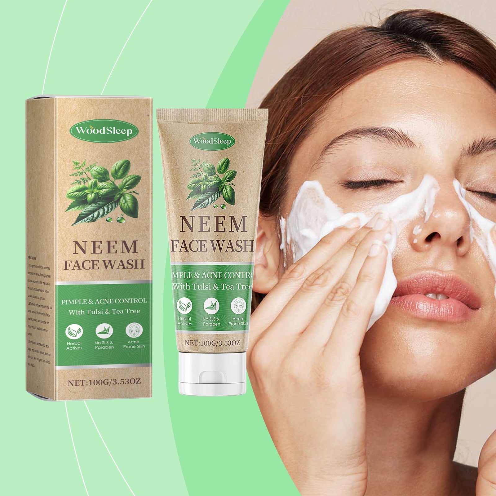 Woodsleep Gentle Moisturizing Facial Cleanser, Gentle Moisturizing Facial Cleanser Dense Foam Clean, Moist And Not Tight